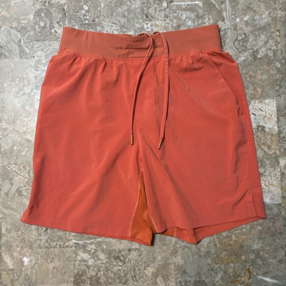 Lululemon Shorts Mens Small Orange T.H.E. Linerless 7” Gym Running Yoga THE - Picture 1 of 9